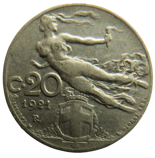 1921 Italy 20 Centesimi Coin