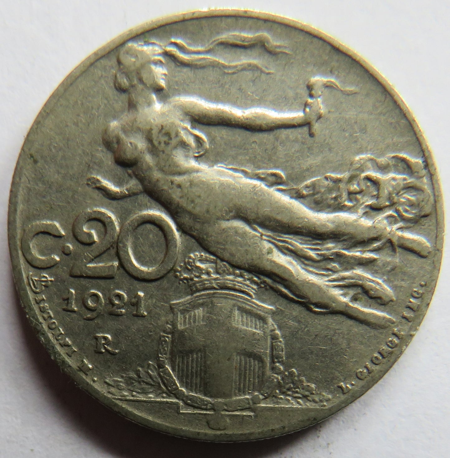 1921 Italy 20 Centesimi Coin