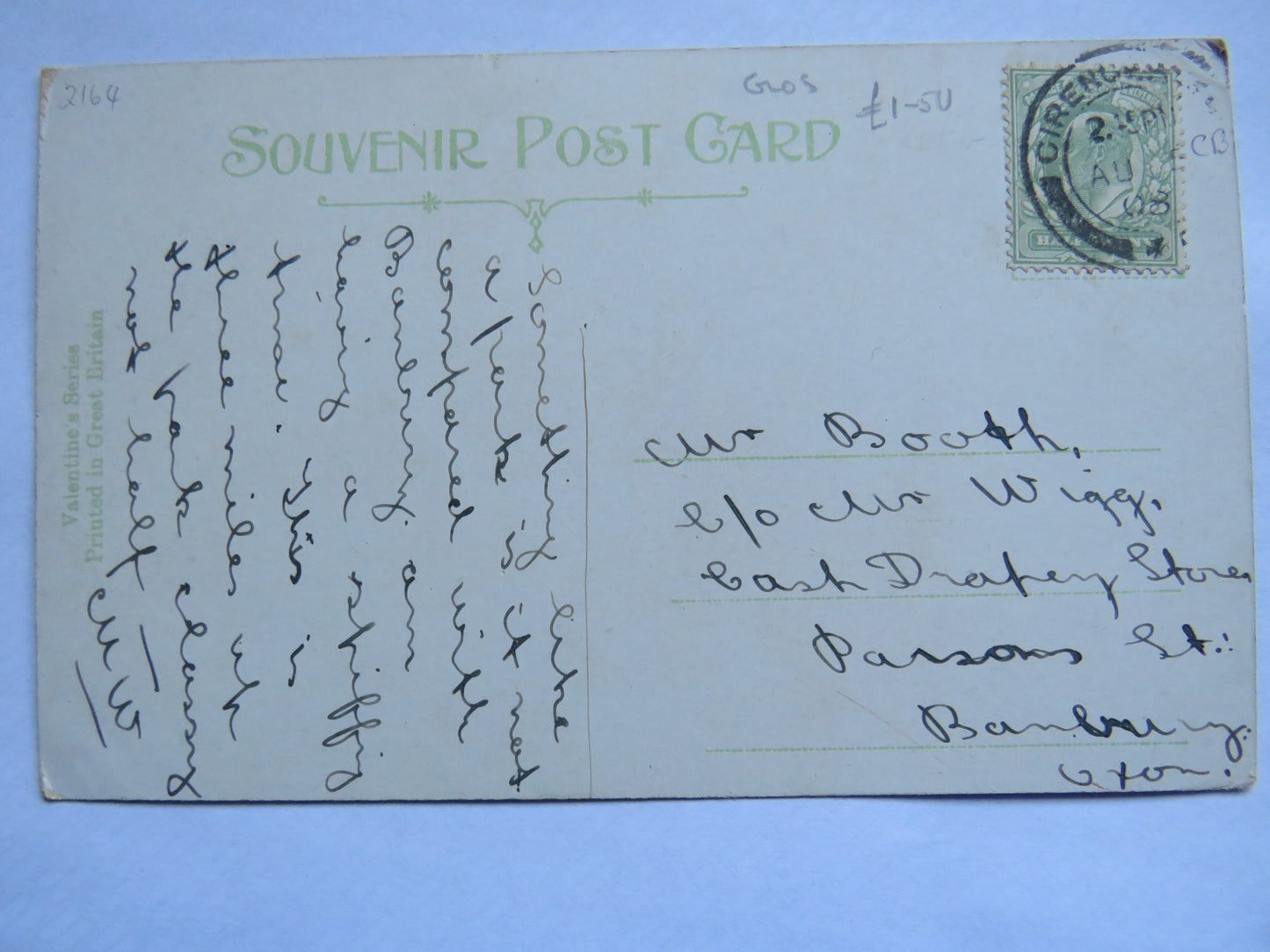 Vintage Postcard of At Rope's Seat, Cirencester Park 1908