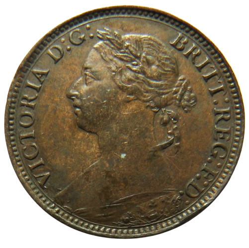 1884 Queen Victoria Bun Head Farthing Coin - Great Britain
