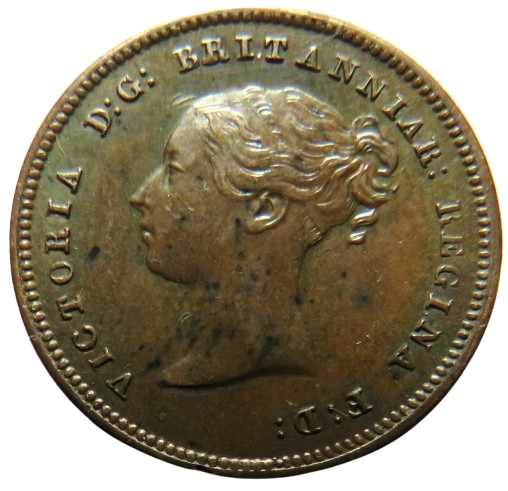 1843 Queen Victoria 1/2 Half Farthing Coin