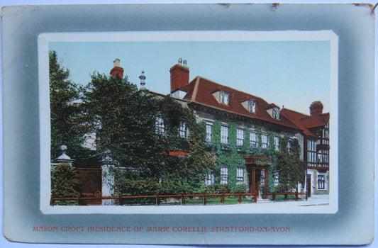 Vintage Postcard of Mason Croft Residence of Marie Corelli, Stratford-On-Avon