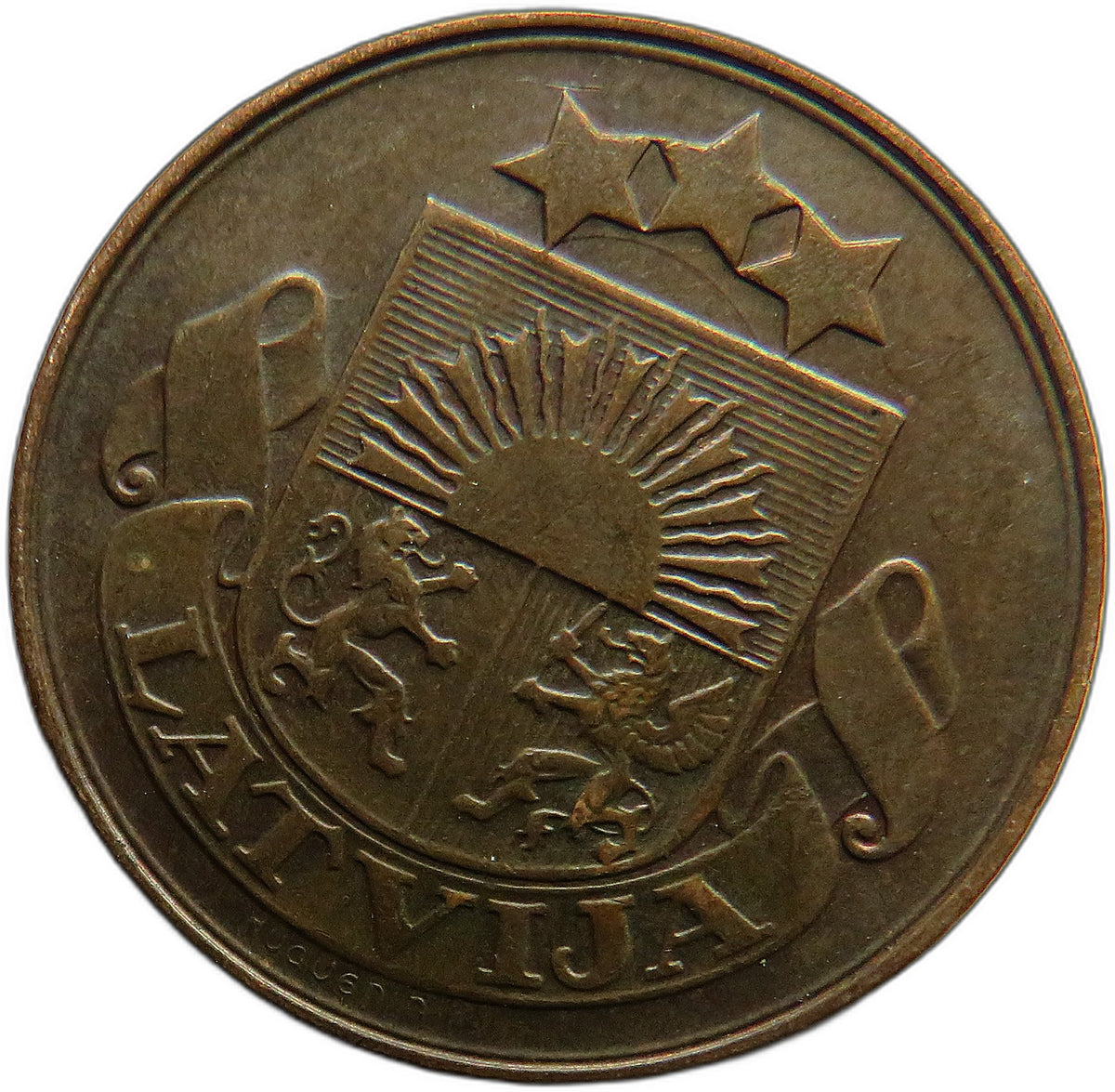 1922 Latvia 5 Santimi Coin