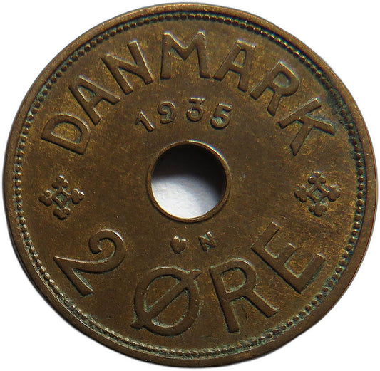 1935 Denmark 2 Ore Coin