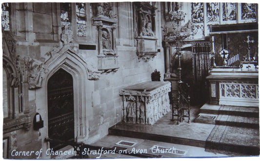 Vintage Postcard of Corner of Chancel, Stratford-on-Avon Church, 1914