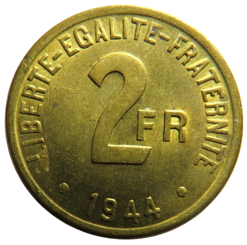 1944 France 2 Francs Coin High Grade