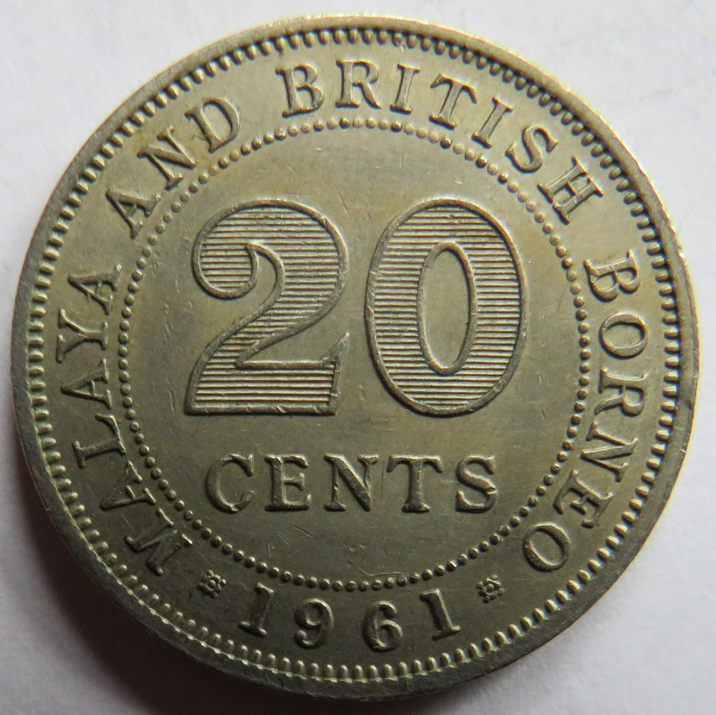 1961 Queen Elizabeth II Malaya and British Borneo 20 Cents Coin