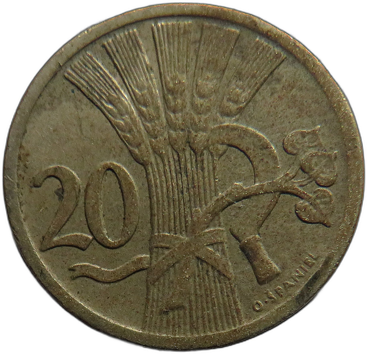 1928 Czechoslovakia 20 Haleru Coin