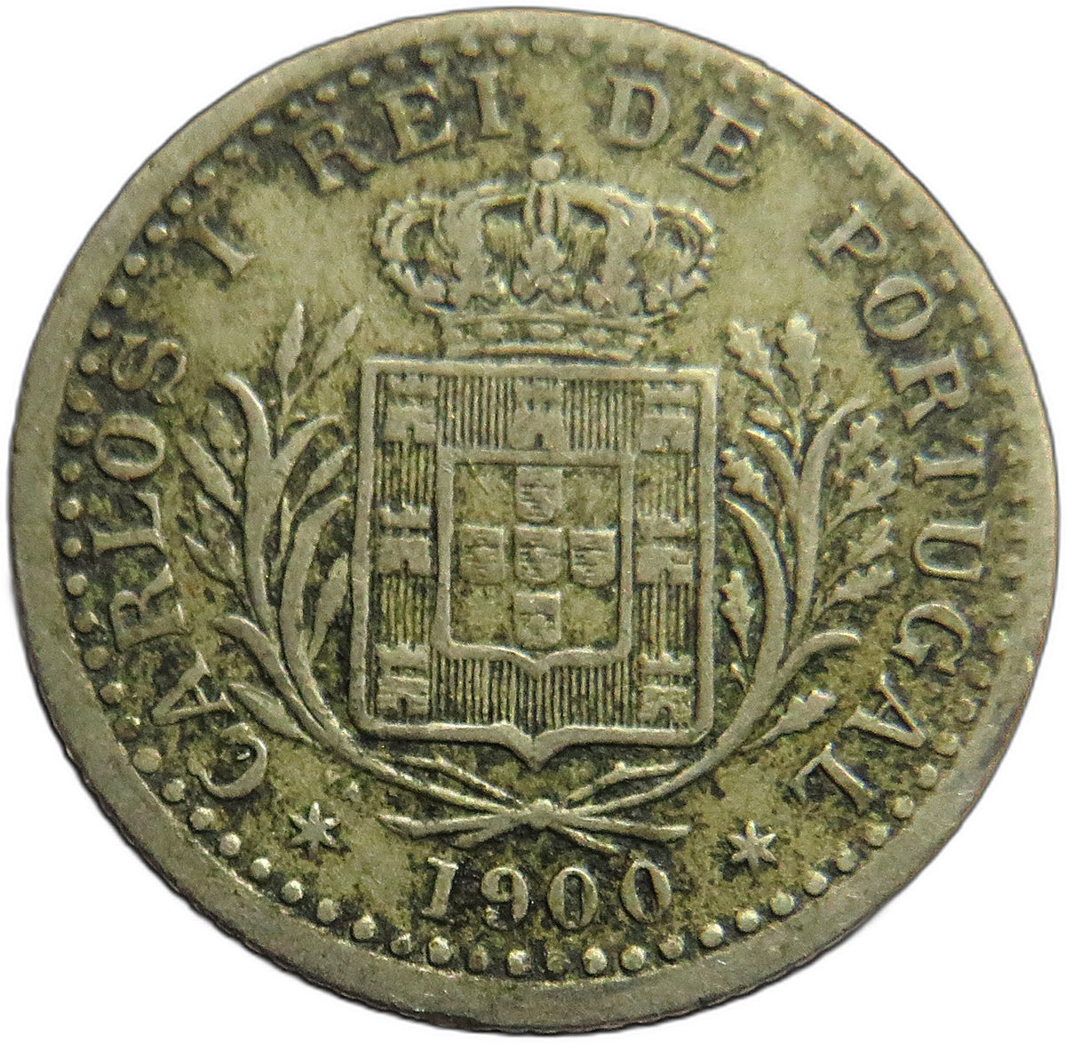 1900 Portugal 100 Reis Coin