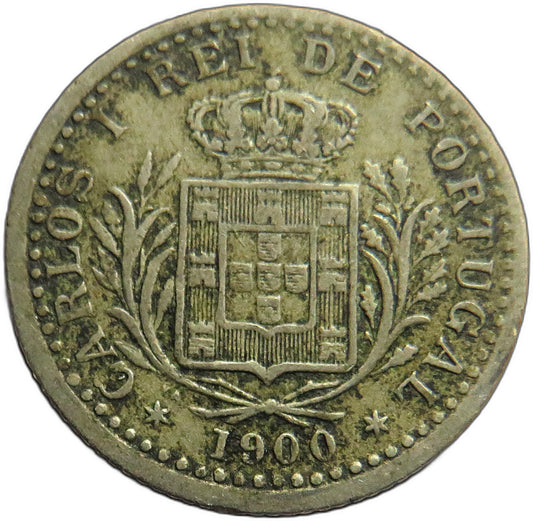 1900 Portugal 100 Reis Coin