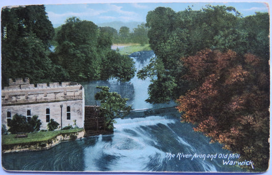 Vintage Postcard of The River Avon and Old Mill, Warwick 1907