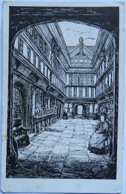Vintage Postcard of Old Fords Hospital, Coventry