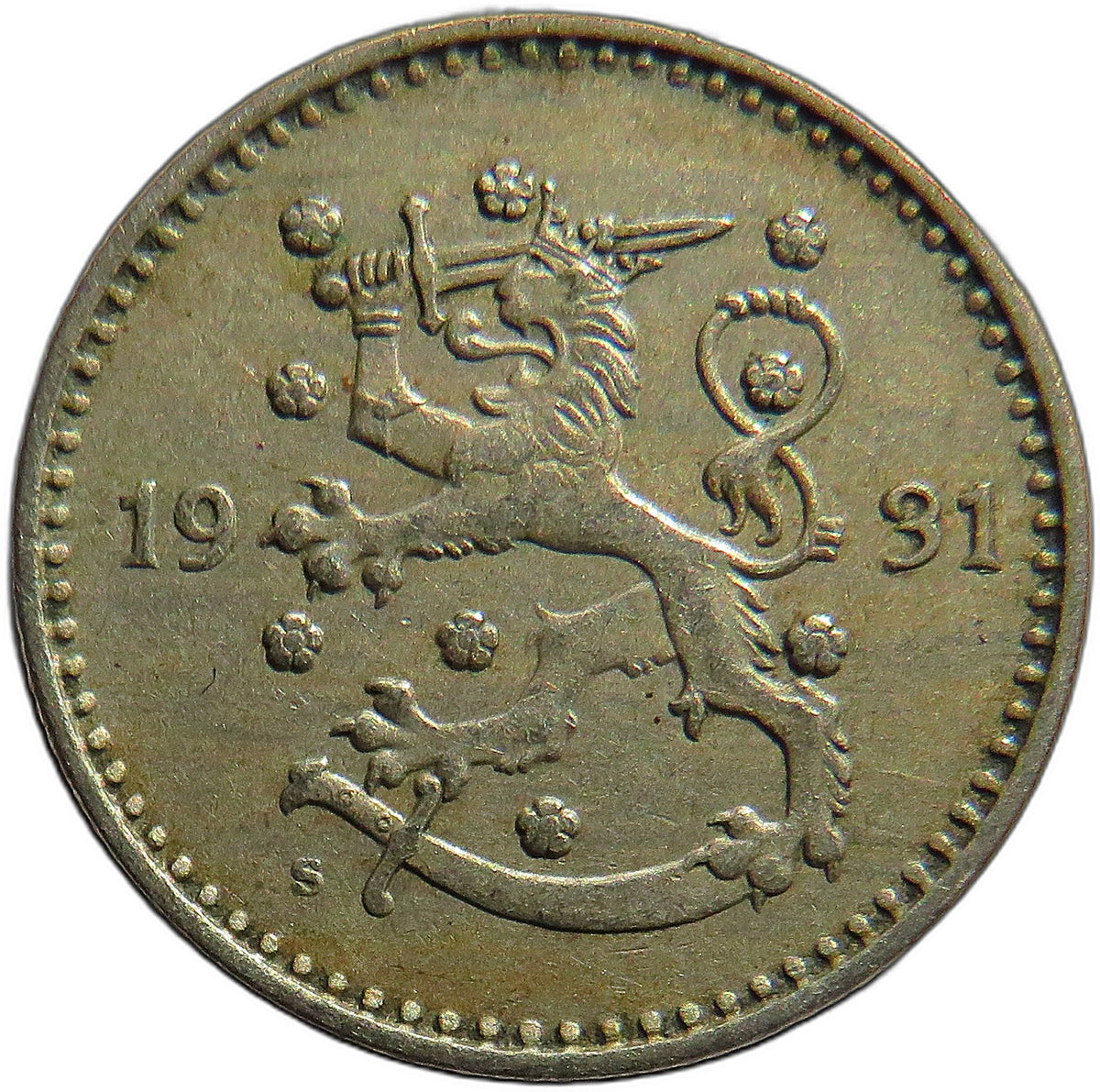 1931 Finland 1 One Markka Coin