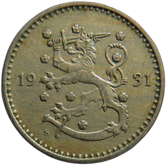 1931 Finland 1 One Markka Coin