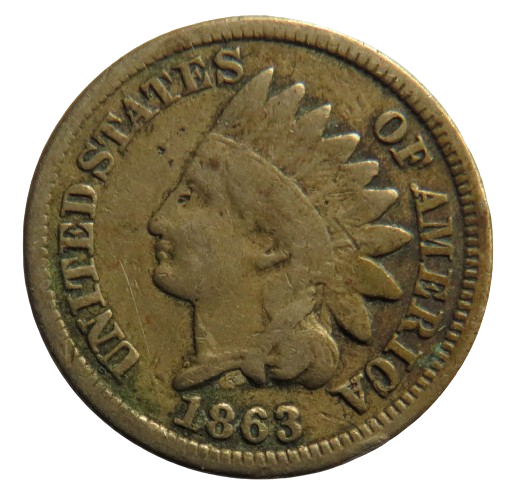 1863 USA Indian Head One Cent Coin