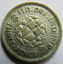 Load image into Gallery viewer, 1943 King George VI Silver Threepence Coin - Scarce Date
