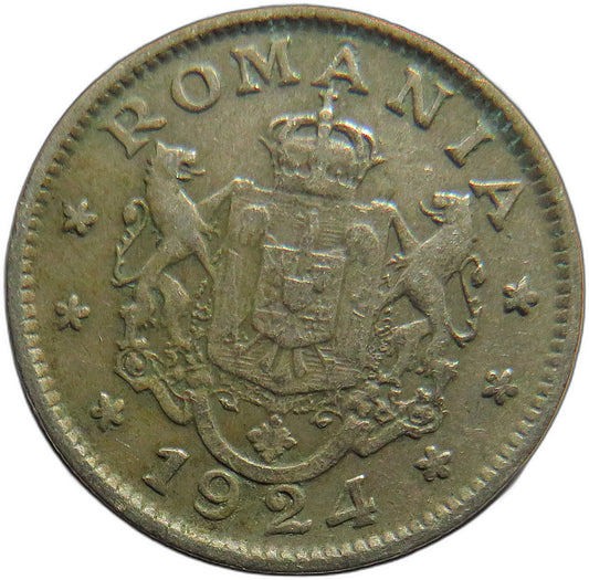 1924 Romania 1 Leu Coin
