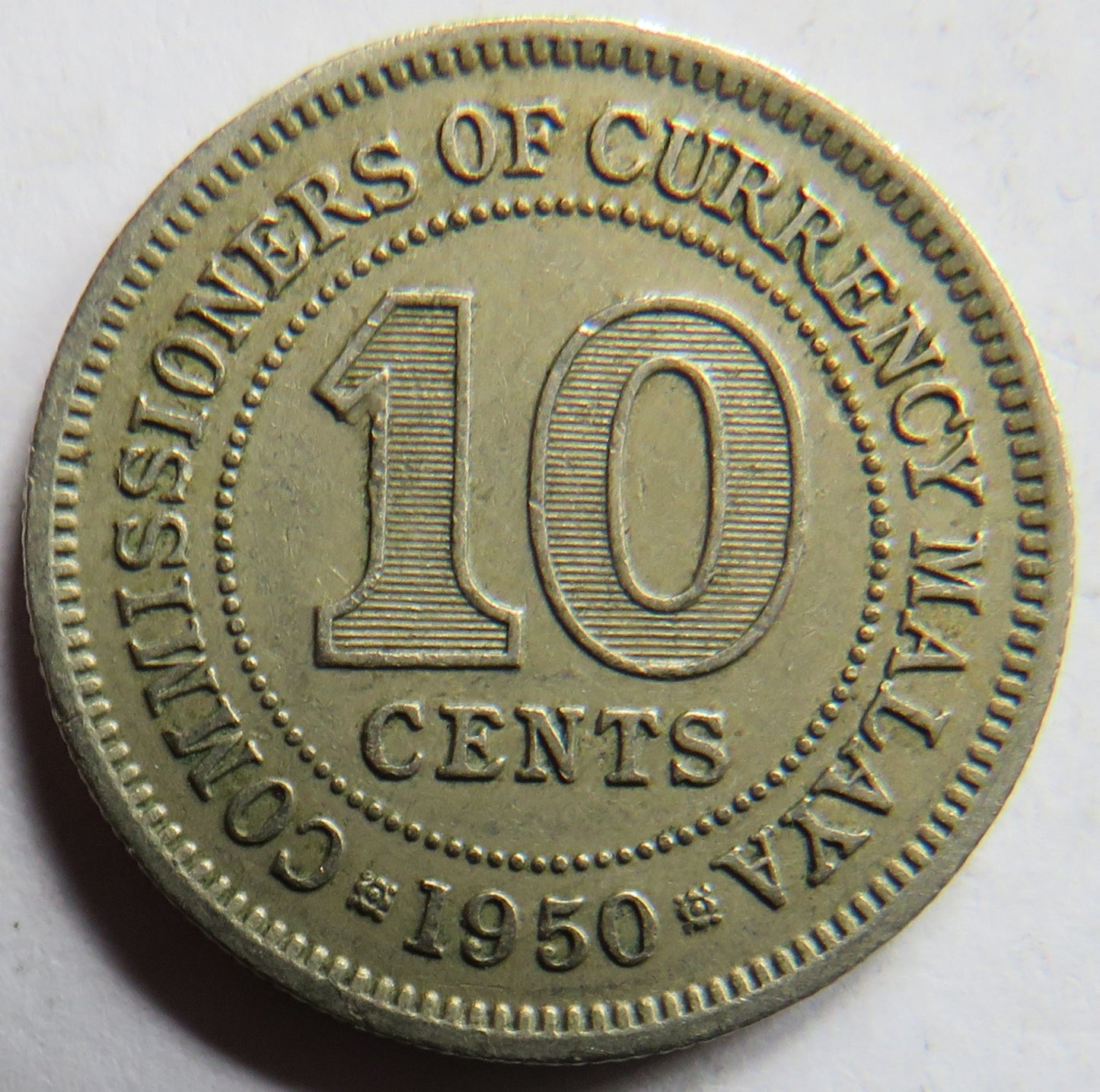1950 King George VI Malaya 10 Cents Coin