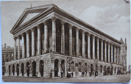 Vintage Postcard of Town Hall, Birmingham, 1923