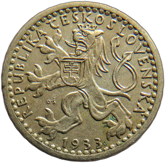 1933 Czechoslovakia 25 Haleru Coin