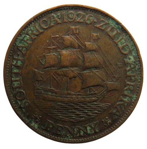 1926 King George V South Africa One Penny Coin