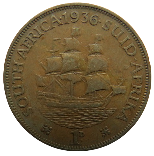 1936 King George V South Africa One Penny Coin