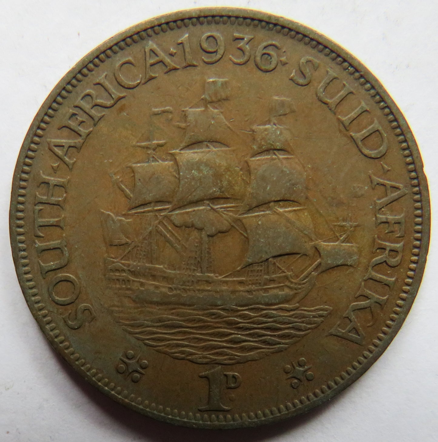 1936 King George V South Africa One Penny Coin