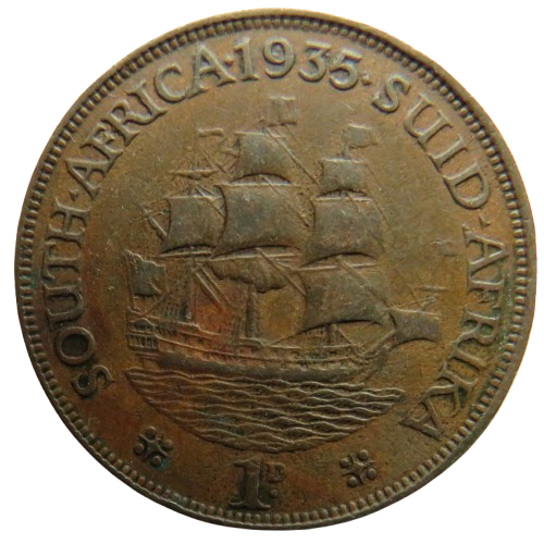 1935 King George V South Africa One Penny Coin