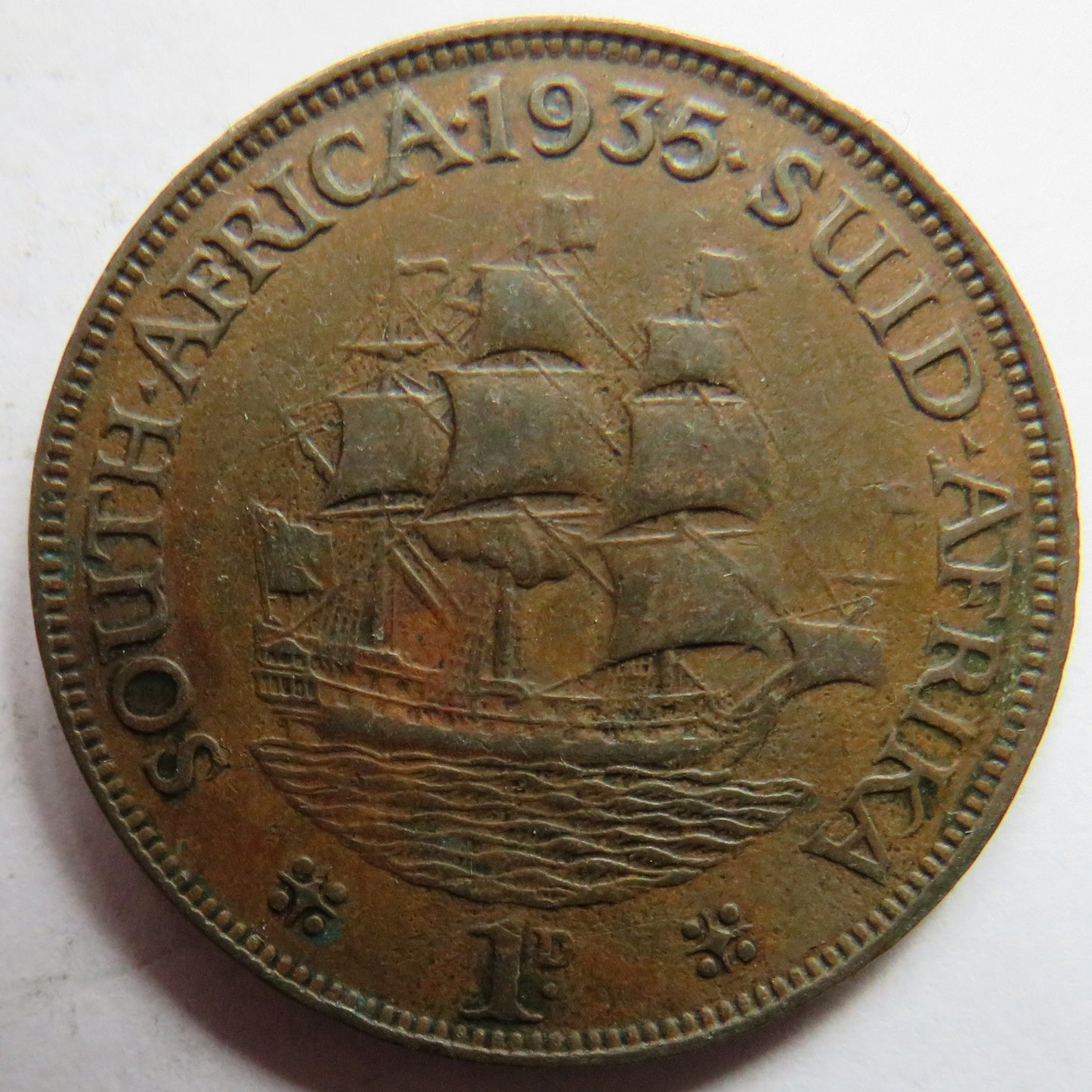 1935 King George V South Africa One Penny Coin