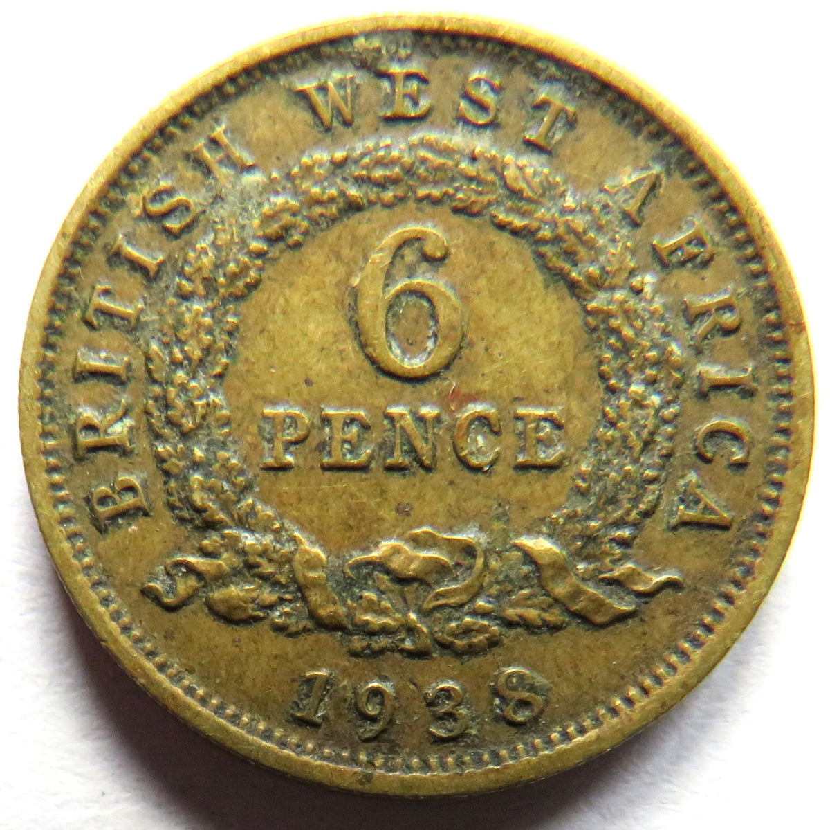 1938 British West Africa 6 Six Pence Coin