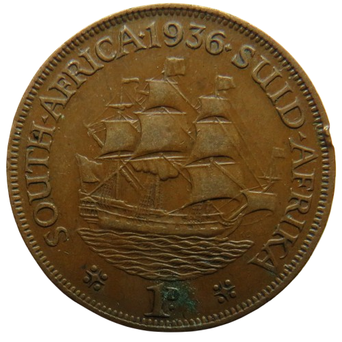 1936 King George V South Africa One Penny Coin
