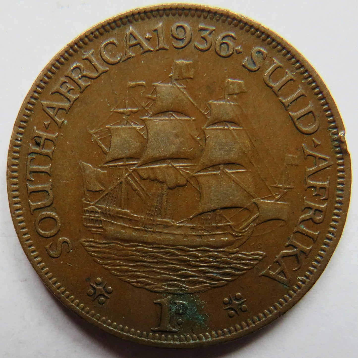 1936 King George V South Africa One Penny Coin