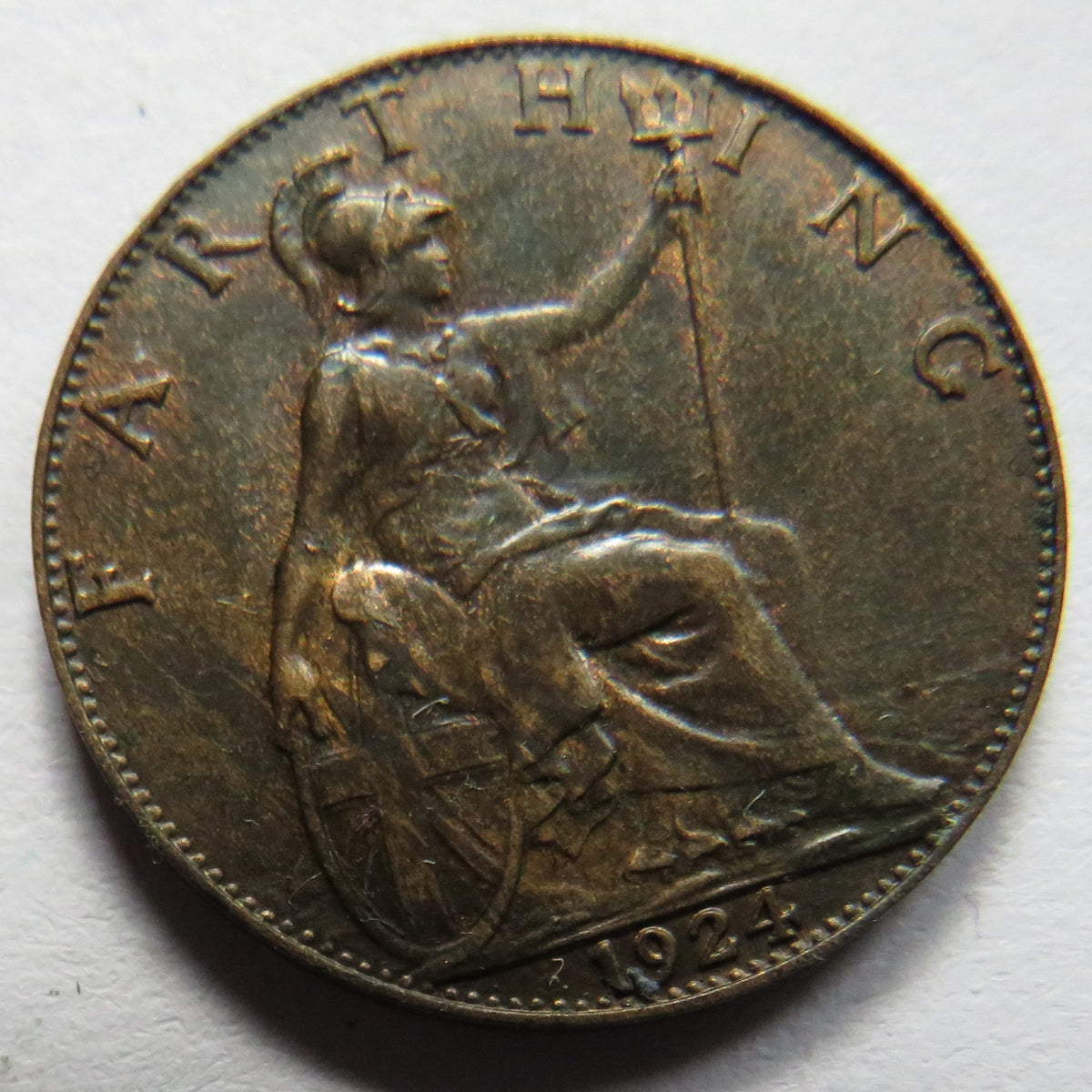 1924 King George V Farthing Coin Higher Grade - Great Britain