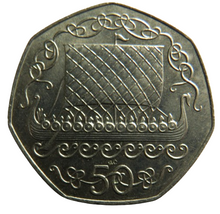 Load image into Gallery viewer, 1982 Isle of Man 50p Fifty Pence Coin - Viking Longboat
