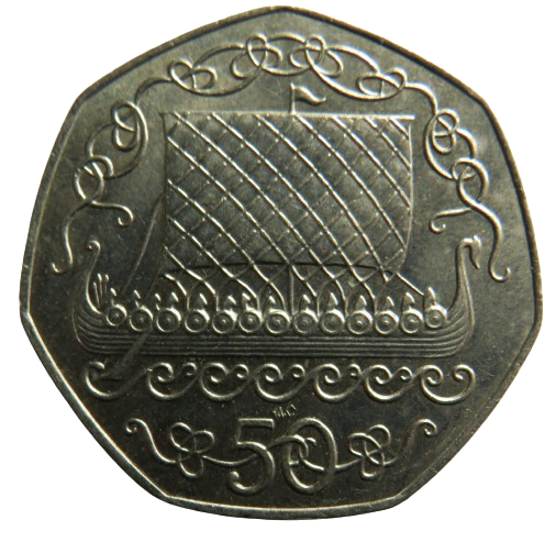 1982 Isle of Man 50p Fifty Pence Coin - Viking Longboat