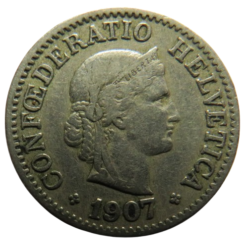 1907 Switzerland 10 Rappen Coin