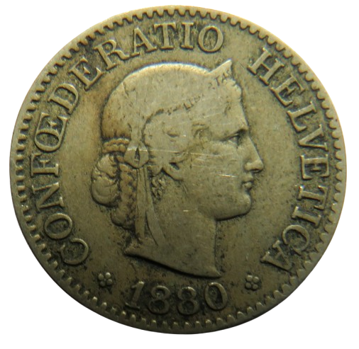1880 Switzerland 10 Rappen Coin