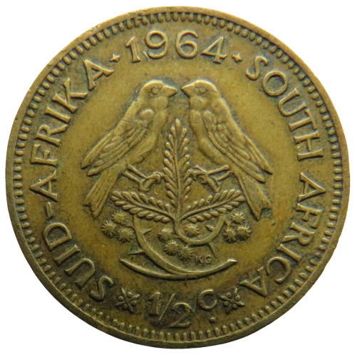 1964 South Africa 1/2 Cent Coin