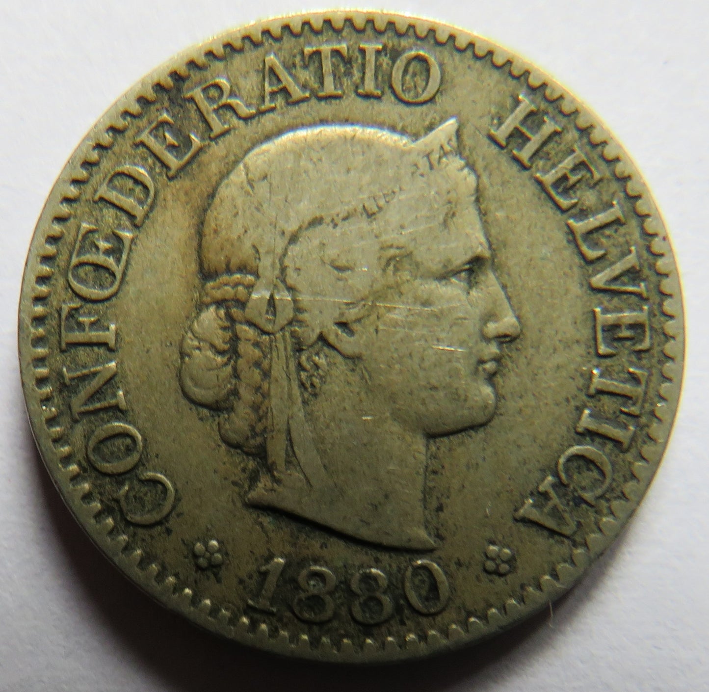 1880 Switzerland 10 Rappen Coin