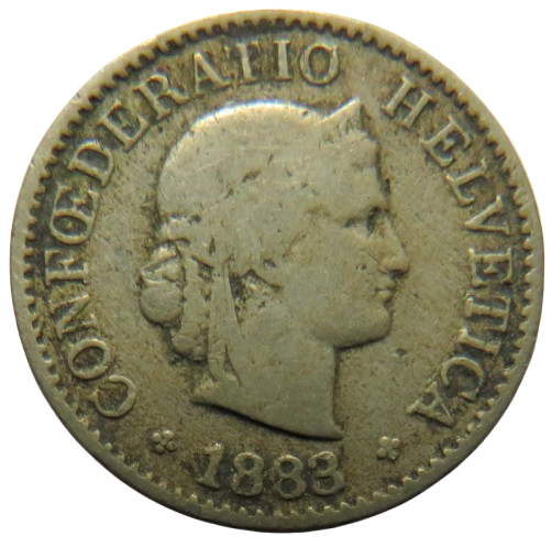 1883 Switzerland 5 Rappen Coin