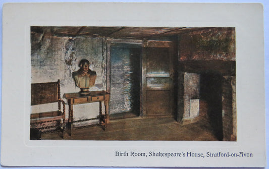 Vintage Postcard of Birth Room, Shakespeare's House, Stratford-on-Avon