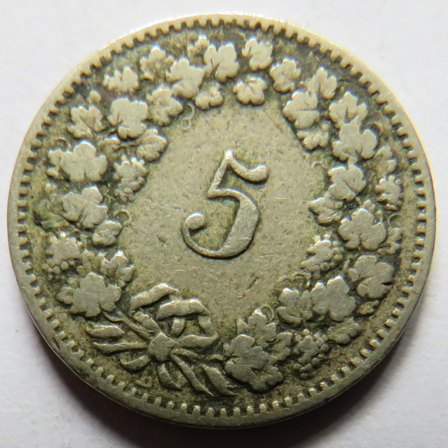 1883 Switzerland 5 Rappen Coin