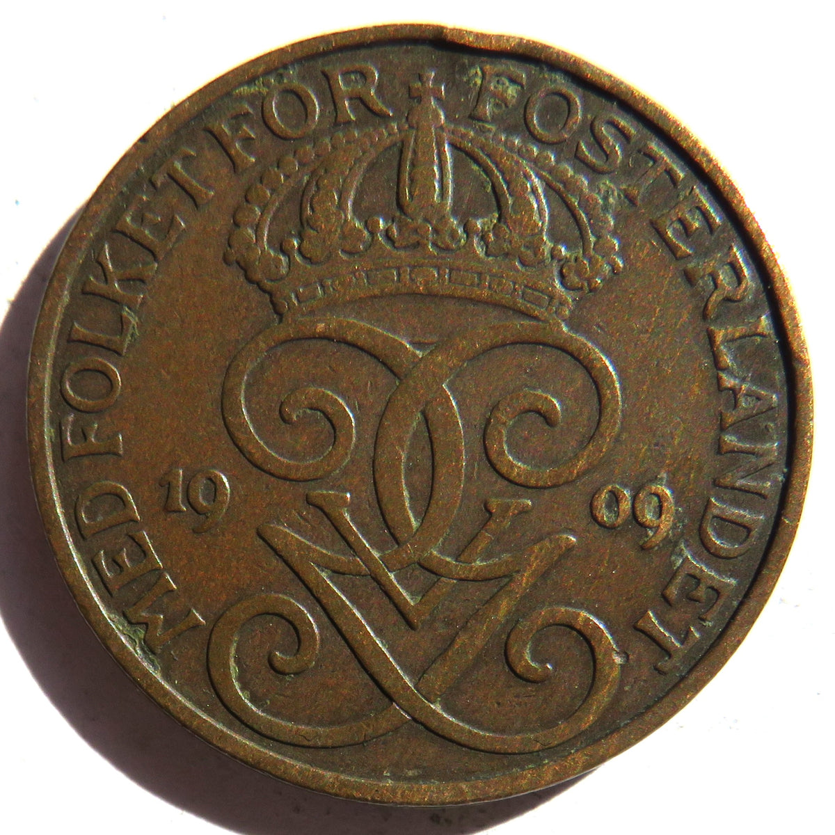 1909 Sweden 5 Ore Coin