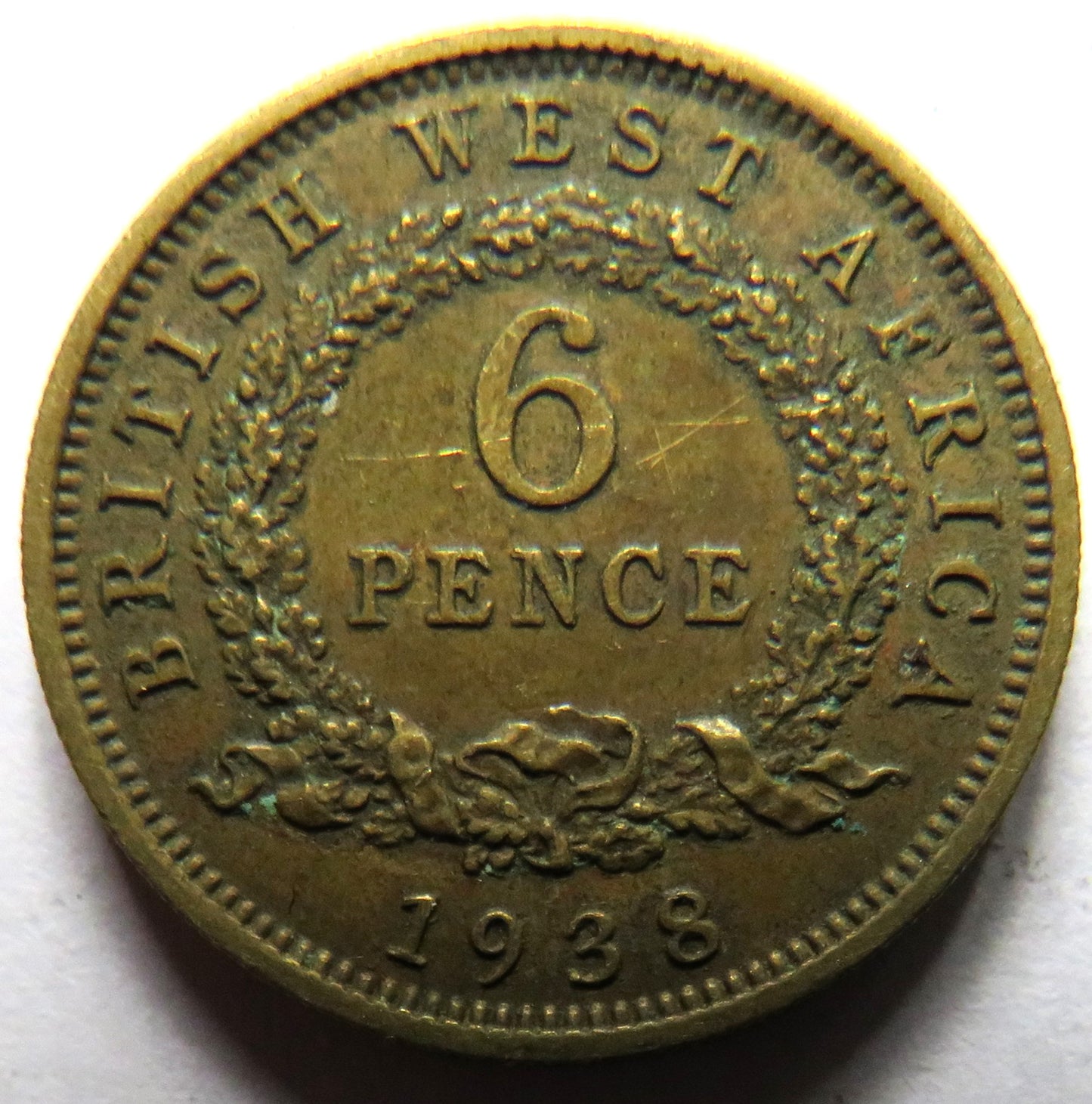 1938 King George VI British West Africa Sixpence Coin