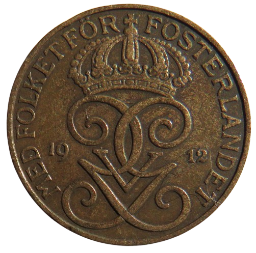 1912 Sweden 5 Ore Coin
