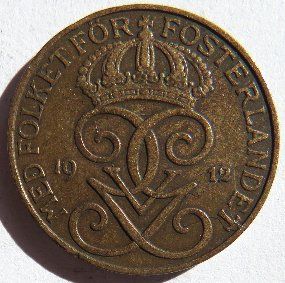1912 Sweden 5 Ore Coin