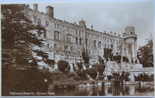 Vintage Postcard of Warwick Castle, River Front