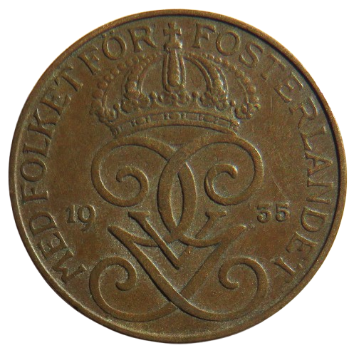 1935 Sweden 5 Ore Coin