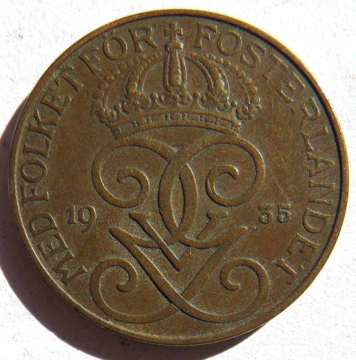 1935 Sweden 5 Ore Coin