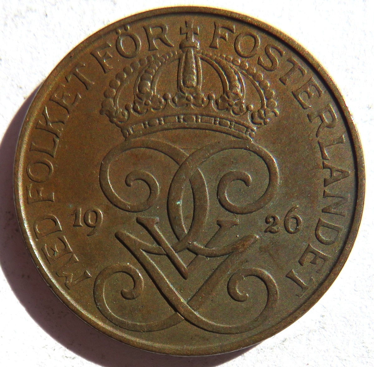 1926 Sweden 5 Ore Coin